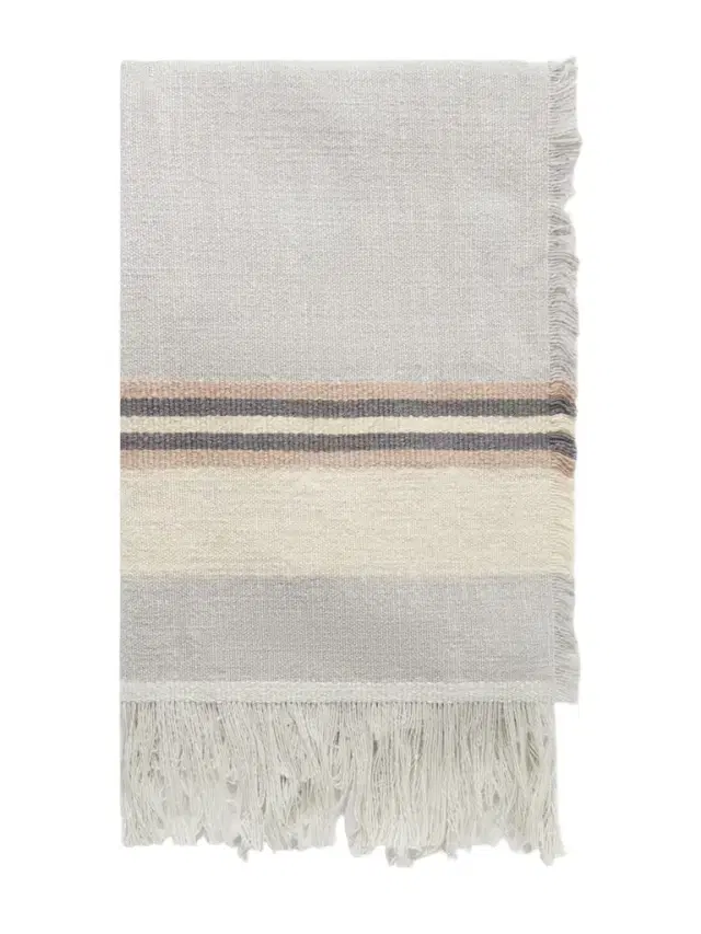 Fringed Striped Cotton And Linen-blend Scarf