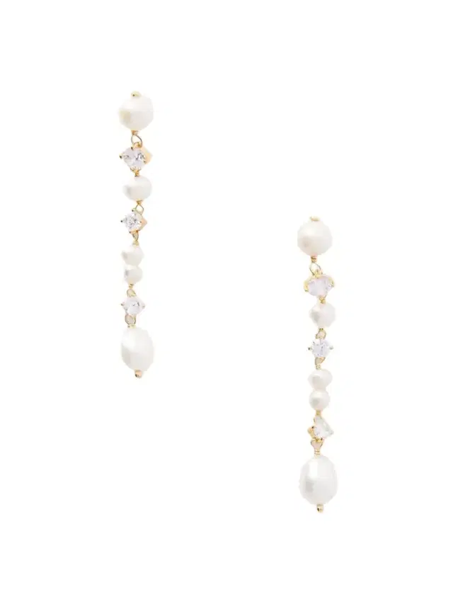 Completedworks plated, Pearl-like And Cubic Zirconia Earrings