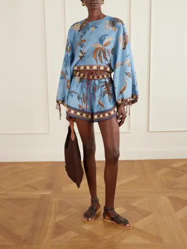 ALÉMAIS Georgie Cropped Printed Ramie Blouse | Thumbnail 2