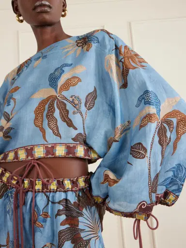 ALÉMAIS Georgie Cropped Printed Ramie Blouse | Thumbnail 4