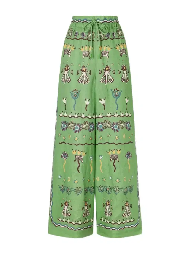 Sun Dancer Printed Linen Wide-leg Pants