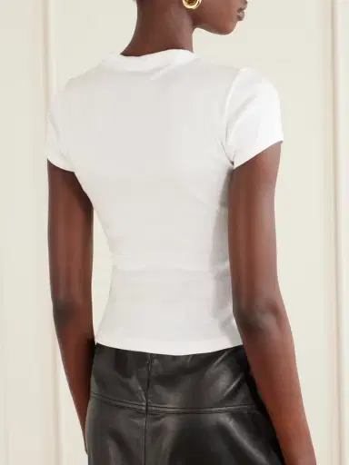 Saint Laurent Cropped Jersey T-shirt | Thumbnail 4 Saint Laurent Cropped Jersey T-shirt | Thumbnail 4