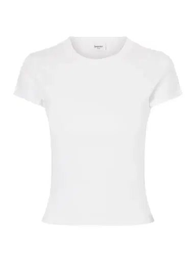 Saint Laurent Cropped Jersey T-shirt | Thumbnail 1 Saint Laurent Cropped Jersey T-shirt | Thumbnail 1