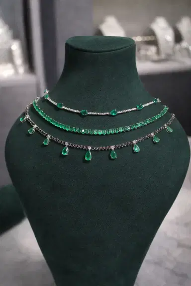 Wish Fine Jewelry 13.17ct Diamond Emerald 14K Gold Floating Necklace | Thumbnail 2 Wish Fine Jewelry 13.17ct Diamond Emerald 14K Gold Floating Necklace | Thumbnail 2