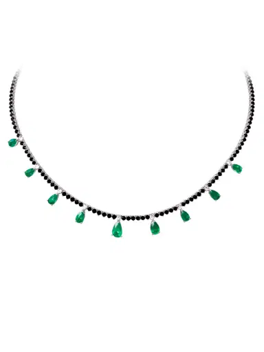 Wish Fine Jewelry 13.17ct Diamond Emerald 14K Gold Floating Necklace | Thumbnail 1 Wish Fine Jewelry 13.17ct Diamond Emerald 14K Gold Floating Necklace | Thumbnail 1