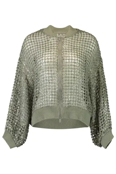 Brunello Cucinelli Dazzling Net Embroidered Cardigan | Thumbnail 1