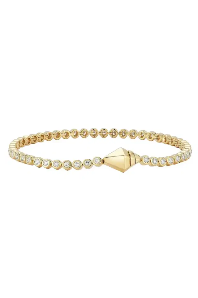 WALTERS FAITH Diamond WF Classic Bezel Clasp Tennis Bracelet - Yellow Gold