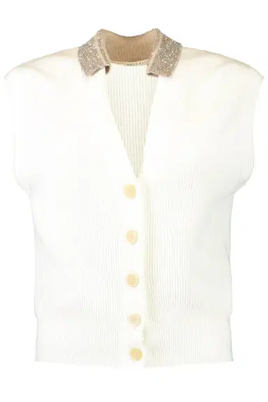 Brunello Cucinelli Embellished Collar Vest | Thumbnail 1 Brunello Cucinelli Embellished Collar Vest | Thumbnail 1