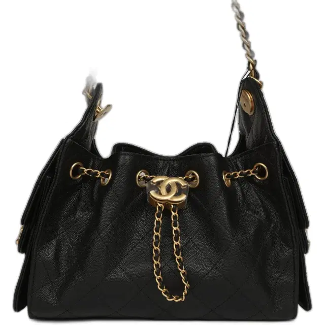 Chanel Mini 25 Hobo Bag Black Caviar Antique Gold Hardware
