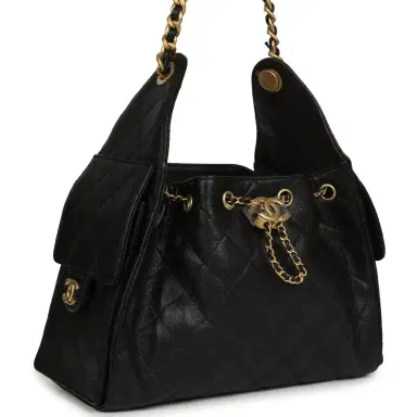 Chanel Chanel Small 25 Hobo Bag Black Caviar Antique Gold Hardware | Thumbnail 2