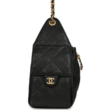 Chanel Chanel Small 25 Hobo Bag Black Caviar Antique Gold Hardware | Thumbnail 3