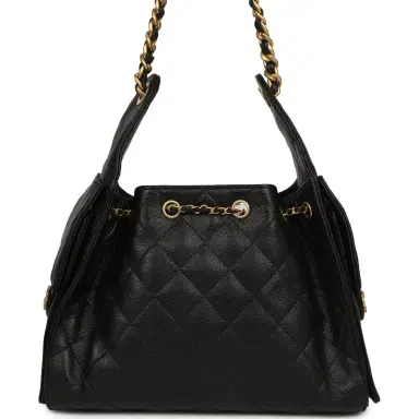 Chanel Chanel Small 25 Hobo Bag Black Caviar Antique Gold Hardware | Thumbnail 4