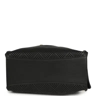 Chanel Chanel Small 25 Hobo Bag Black Perforated Calfskin Antique Gold Hardware | Thumbnail 6
