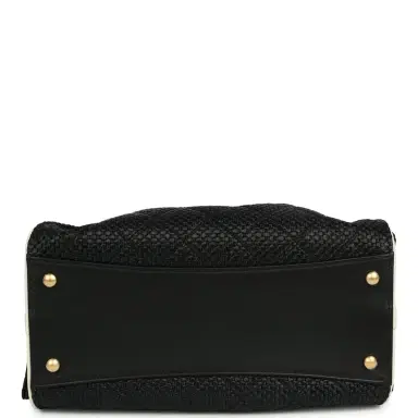 Chanel Chanel Small 25 Hobo Bag Black Raffia and White Calfskin Antique Gold Hardware | Thumbnail 6 Chanel Chanel Small 25 Hobo Bag Black Raffia and White Calfskin Antique Gold Hardware | Thumbnail 6