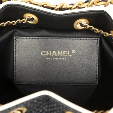 Chanel Chanel Small 25 Hobo Bag Black Raffia and White Calfskin Antique Gold Hardware | Thumbnail 9 Chanel Chanel Small 25 Hobo Bag Black Raffia and White Calfskin Antique Gold Hardware | Thumbnail 9