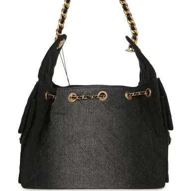 Chanel Chanel Small 25 Hobo Bag Black Washed Denim Antique Gold Hardware | Thumbnail 4 Chanel Chanel Small 25 Hobo Bag Black Washed Denim Antique Gold Hardware | Thumbnail 4