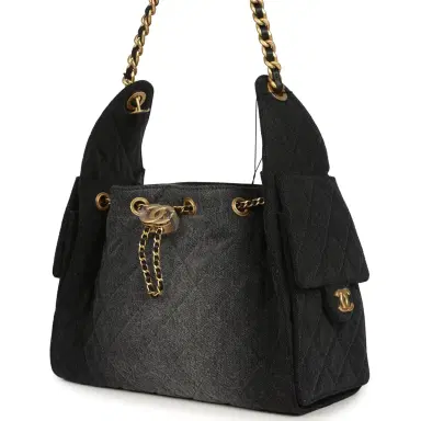 Chanel Chanel Small 25 Hobo Bag Black Washed Denim Antique Gold Hardware | Thumbnail 5 Chanel Chanel Small 25 Hobo Bag Black Washed Denim Antique Gold Hardware | Thumbnail 5