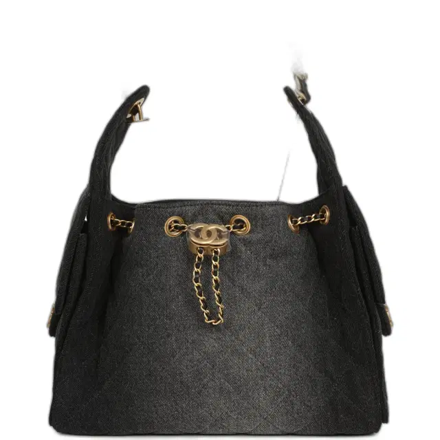 Chanel Chanel Small 25 Hobo Bag Black Washed Denim Antique Gold Hardware