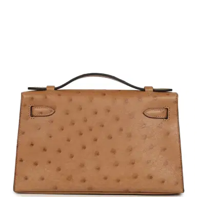 HERMÈS Hermes Kelly Pochette Chai Ostrich Gold Hardware | Thumbnail 4 HERMÈS Hermes Kelly Pochette Chai Ostrich Gold Hardware | Thumbnail 4