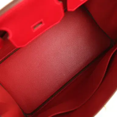HERMÈS Pre-owned Hermes Birkin 30 Rouge Vif Tadelakt Gold Hardware | Thumbnail 8 HERMÈS Pre-owned Hermes Birkin 30 Rouge Vif Tadelakt Gold Hardware | Thumbnail 8