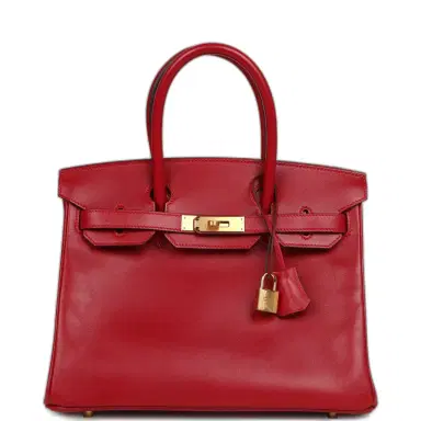 HERMÈS Pre-owned Hermes Birkin 30 Rouge Vif Tadelakt Gold Hardware | Thumbnail 1 HERMÈS Pre-owned Hermes Birkin 30 Rouge Vif Tadelakt Gold Hardware | Thumbnail 1