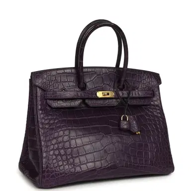 HERMÈS Pre-owned Hermes Birkin 35 Amethyst Matte Alligator Gold Hardware | Thumbnail 2 HERMÈS Pre-owned Hermes Birkin 35 Amethyst Matte Alligator Gold Hardware | Thumbnail 2