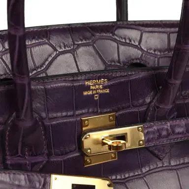 HERMÈS Pre-owned Hermes Birkin 35 Amethyst Matte Alligator Gold Hardware | Thumbnail 7 HERMÈS Pre-owned Hermes Birkin 35 Amethyst Matte Alligator Gold Hardware | Thumbnail 7