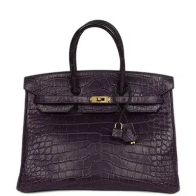 HERMÈS Pre-owned Hermes Birkin 35 Amethyst Matte Alligator Gold Hardware | Thumbnail 1 HERMÈS Pre-owned Hermes Birkin 35 Amethyst Matte Alligator Gold Hardware | Thumbnail 1