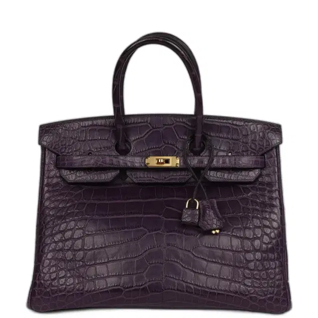 hermes Pre-owned Hermes Birkin 35 Amethyst Matte Alligator Gold Hardware