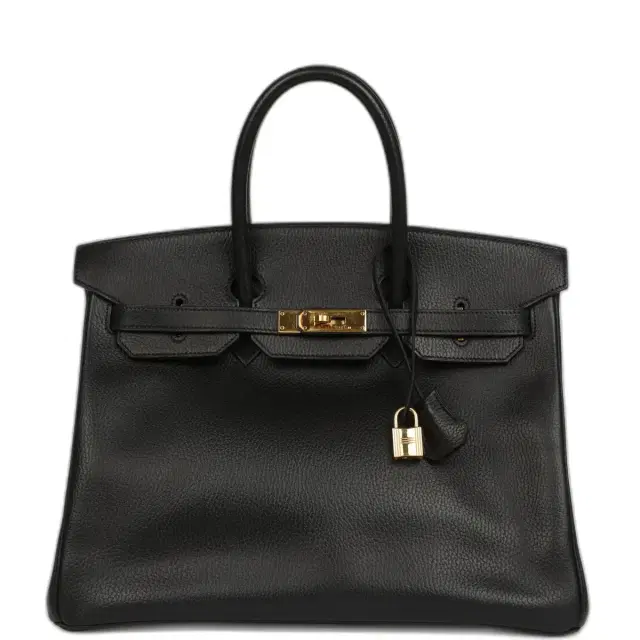 Vintage Hermes Birkin 35 Black Ardennes Gold Hardware