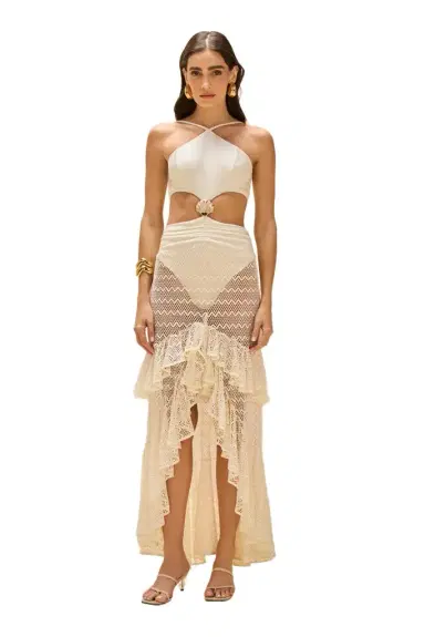 PatBo MIDNIGHT PEARL MESH CUT OUT BEACH DRESS | Thumbnail 1