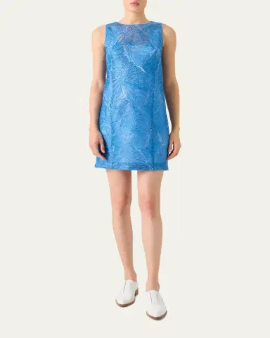 Akris Lacquered Sea Faille Sleeveless Shift Mini Dress | Thumbnail 2 Akris Lacquered Sea Faille Sleeveless Shift Mini Dress | Thumbnail 2