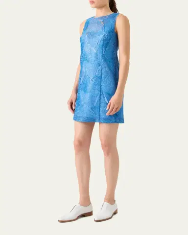 Akris Lacquered Sea Faille Sleeveless Shift Mini Dress | Thumbnail 4 Akris Lacquered Sea Faille Sleeveless Shift Mini Dress | Thumbnail 4