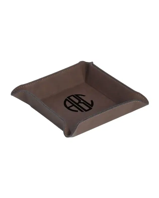 Bey-Berk Men 's Personalized Vegan Leather Valet Tray