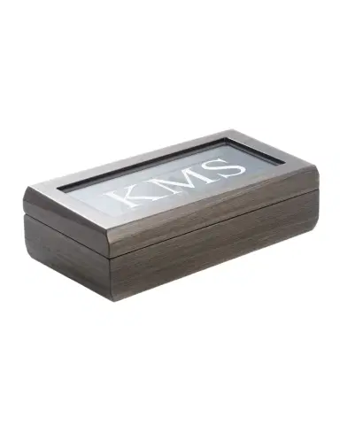 Bey-Berk Men's Personalized Wooden Eyeglass Storage Case | Thumbnail 1