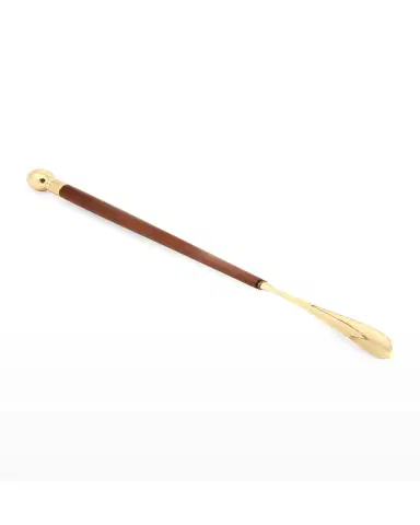Bey-Berk Teak Wood Shoe Horn w/ Brass Accents | Thumbnail 3