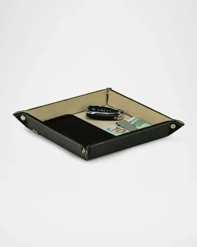 Bey-Berk Square Leather Valet Tray | Thumbnail 2