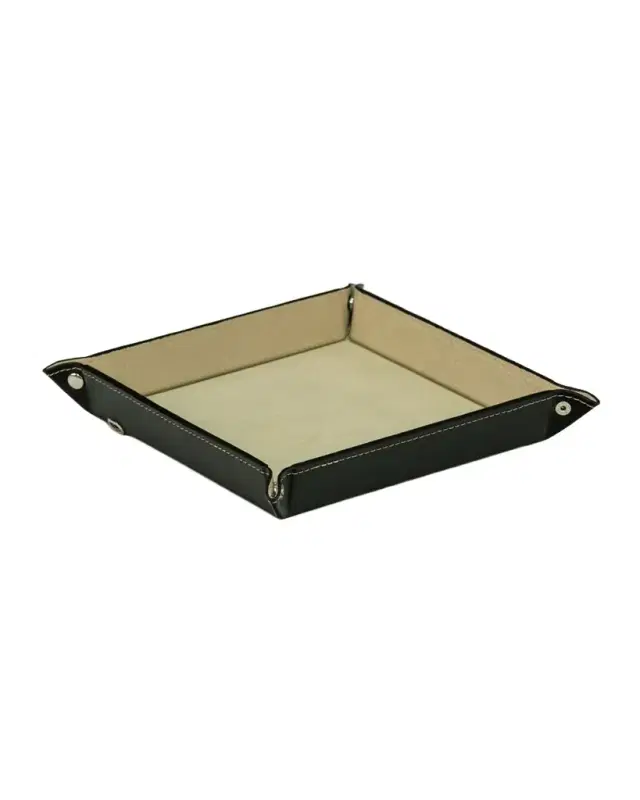 Bey-Berk Square Leather Valet Tray
