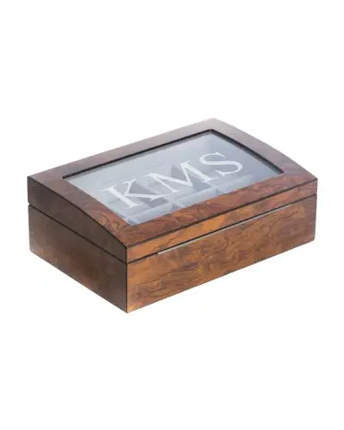 Bey-Berk Men's Personalized Wooden Watch Accessory Storage Case | Thumbnail 1