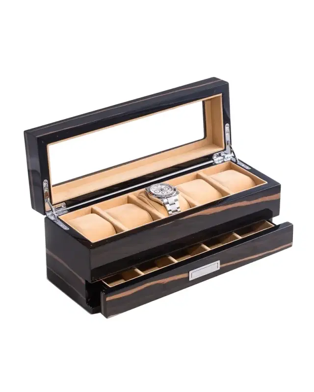 Bey-Berk Men 's Personalized Wooden Watch %26 Accessory Storage Case