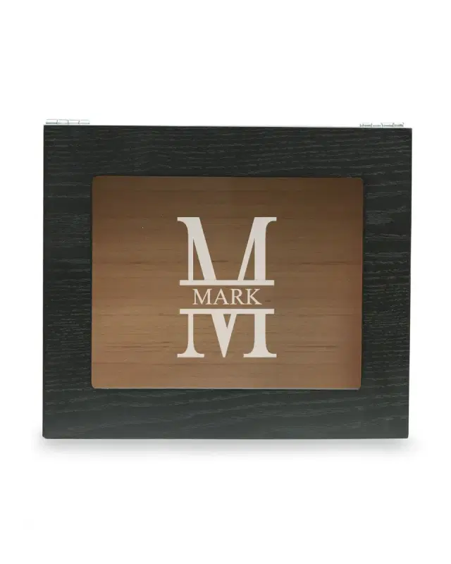 Bey-Berk Men's Personalized Wooden Cigar Humidor