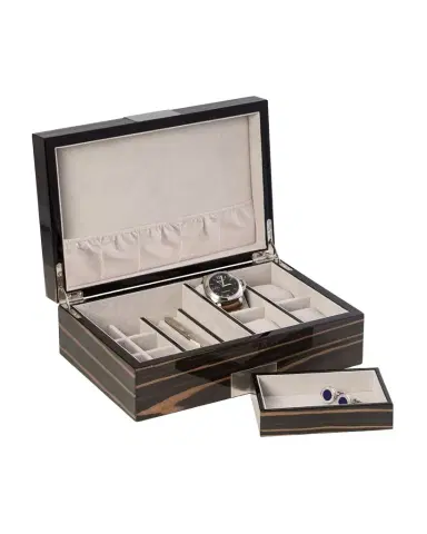 Bey-Berk Men's Personalized Wooden Watch Accessory Storage Case | Thumbnail 1