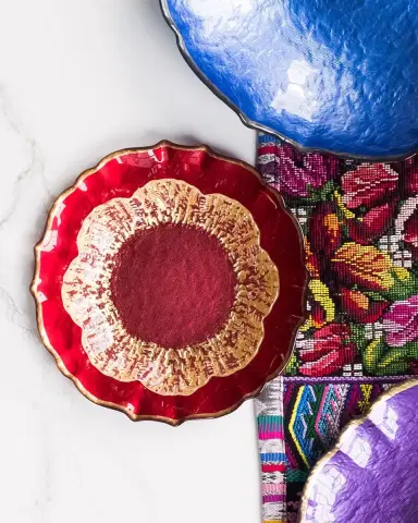 Vietri Baroque Glass Red Salad Plate | Thumbnail 2