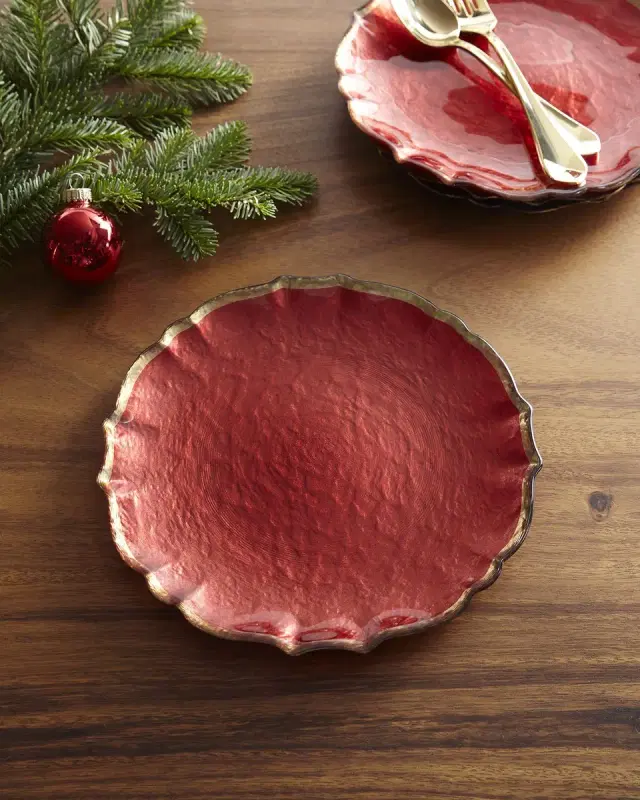Vietri Baroque Glass Red Salad Plate