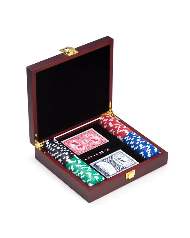 Bey-Berk Men's Personalized Wooden Poker Set
