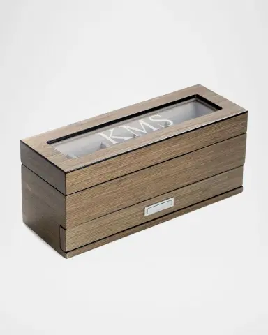 Bey-Berk Men's Personalized Wooden Watch %26 Accessory Storage Case | Thumbnail 2