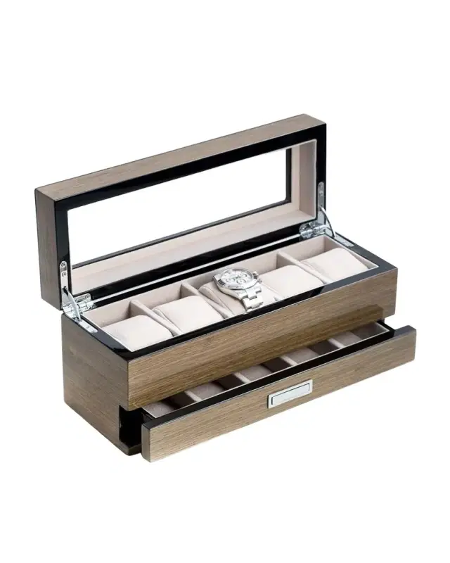Bey-Berk Men 's Personalized Wooden Watch %26 Accessory Storage Case