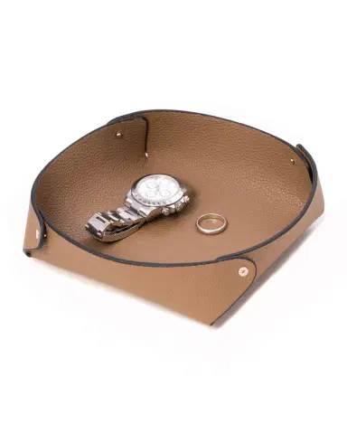Bey-Berk Men 's Round Leather Valet Tray | Thumbnail 2