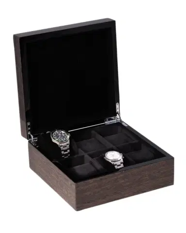 Bey-Berk Men's High Lacquered Italian Veneer 6-Watch Storage Box | Thumbnail 1