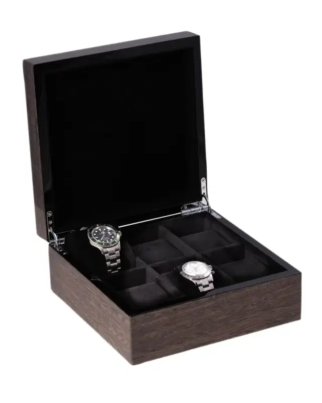 Men 's High Lacquered Italian Veneer 6-Watch Storage Box